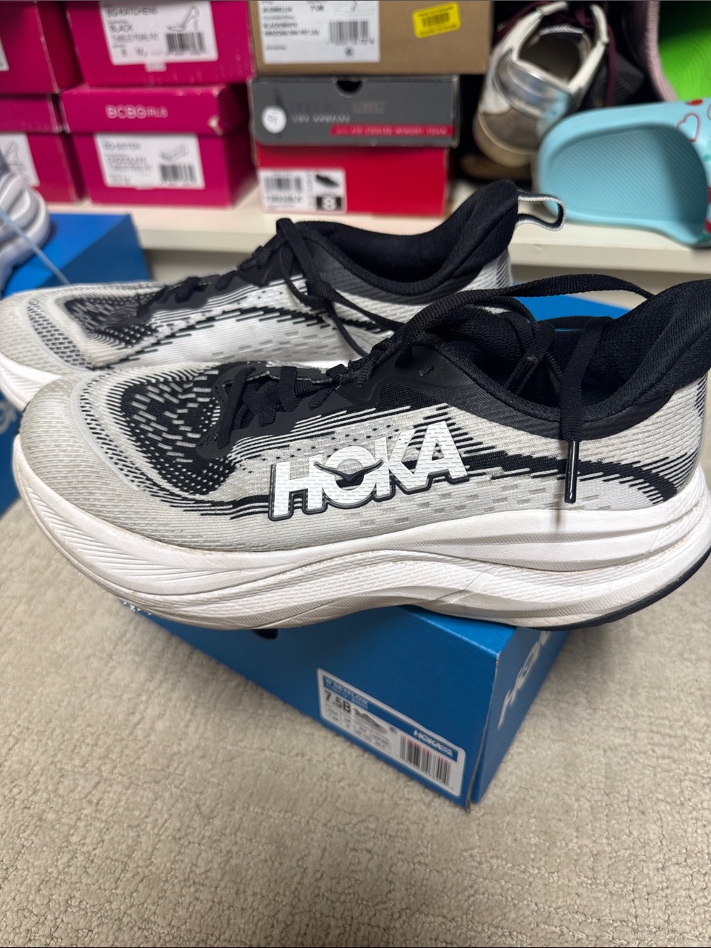 Hoka Kids Black & White Performance Sneakers
